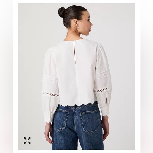 French Connection Women's Alissa Cotton Broiderie Long-Sleeve Top sz M - Picture 3 of 12